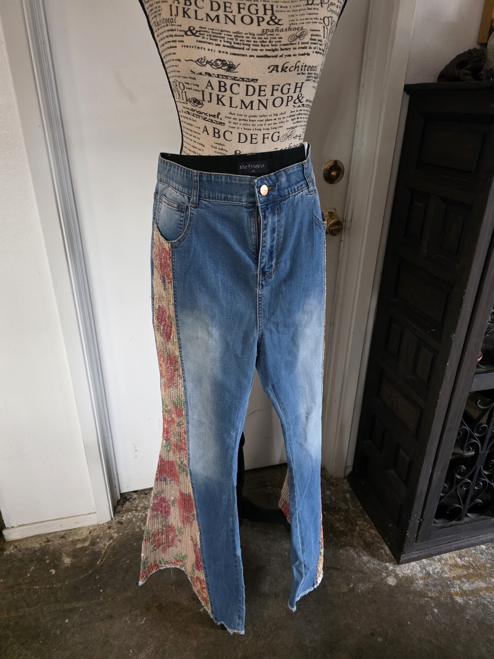 Sequin Floral Panel Bellbottom  Jeans